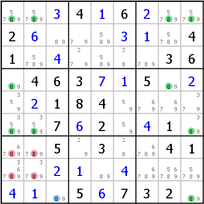 Sudoku Lsungstechnik: Beispiel fr %28Finned%29+Sashimi+Jellyfish