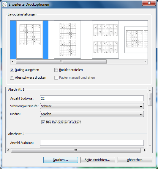 Screenshot: Booklet printer