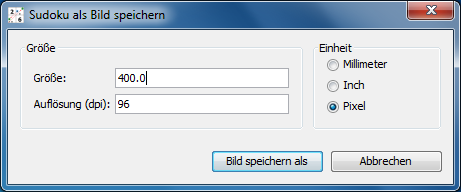 Screenshot: Sudoku als Grafik speichern