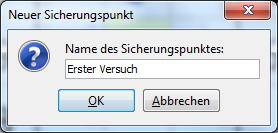 Screenshot: Sicherungspunkt erstellen