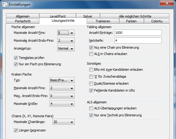 Screenshot: Standard order of solver steps