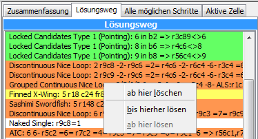 Screenshot: Solution path view - contexct menu