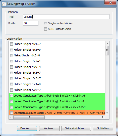 Screenshot: Lsungsweg drucken