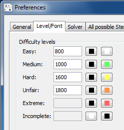 Screenshot: Level step attributes