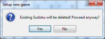 Screenshot: enter sudoku - warning