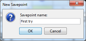 Screenshot: Creating savepoints