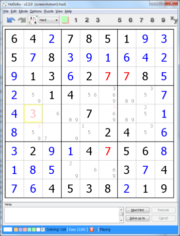 Screenshot: sudoku only view