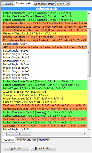 Screenshot: Two different solutions for the same sudoku - Solution 1