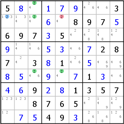 Sudoku Lsungstechnik: Beispiel fr Finned+Franken+X-Wing