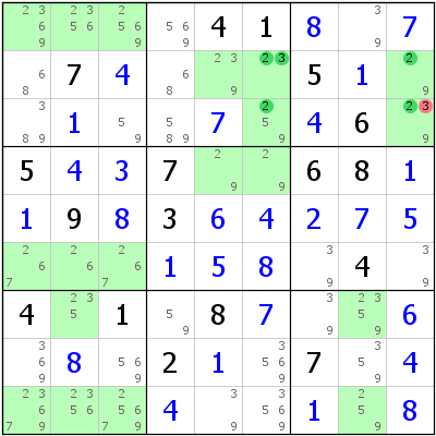 Sudoku Lsungstechnik: Beispiel fr Hidden+Rectangle+mit+fehlenden+Kandidaten