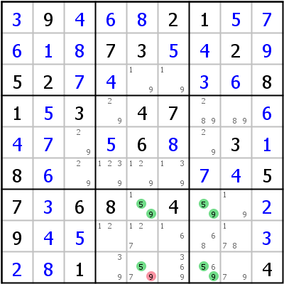 Sudoku Lsungstechnik: Beispiel fr Hidden+Rectangle