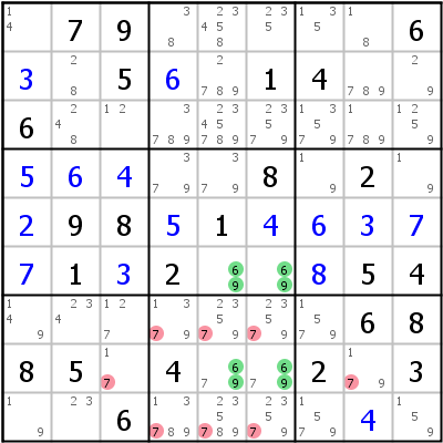 Sudoku Lsungstechnik: Beispiel fr Unique+Rectangle+Type+2